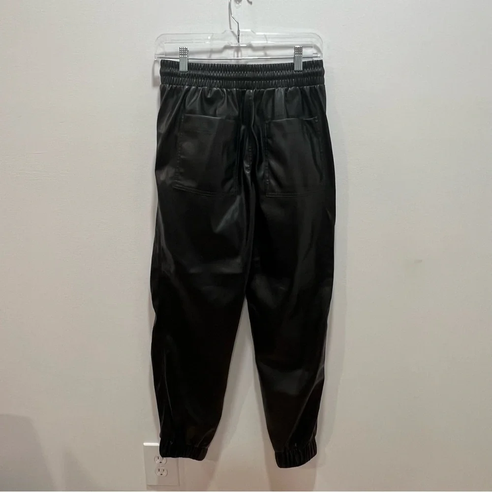 BLANK NYC Black Drawstring Faux Leather Joggers Size 28 - Picture 7 of 16